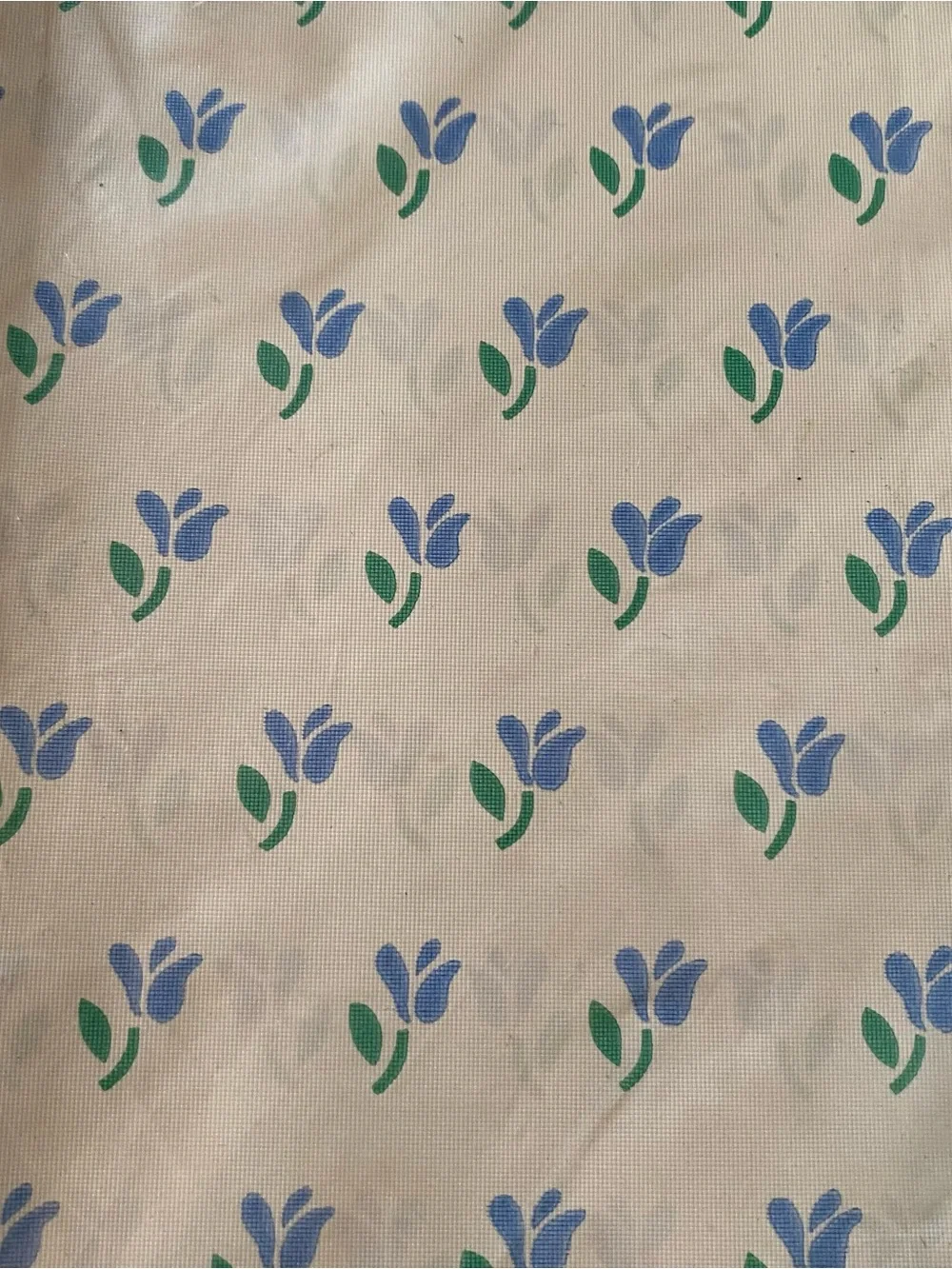 NEW Vintage 1980s 90s American Greetings Blue Floral Plastic Tablecloth 54 x 96